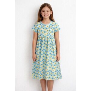 Lands’ End Floral Short Sleeve Dress Girls Size 10
